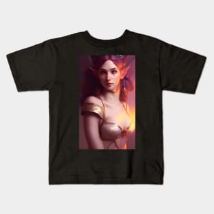 Beautiful Fantasy Elf Warrior Kids T-Shirt